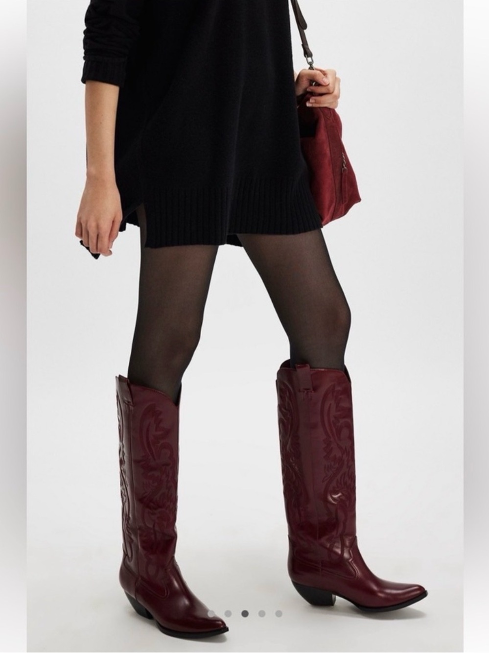 Jeffrey Campbell Finn Tall Western Boot in Wine Merlot - Picture 4 of 12